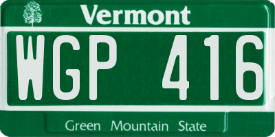 VT license plate WGP416