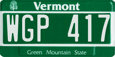 VT license plate WGP417
