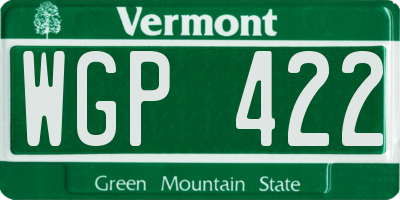 VT license plate WGP422