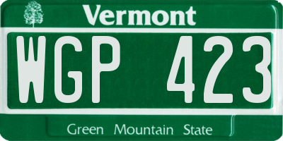 VT license plate WGP423
