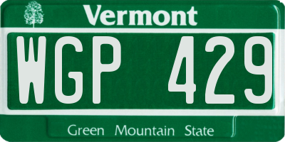 VT license plate WGP429