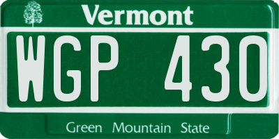 VT license plate WGP430