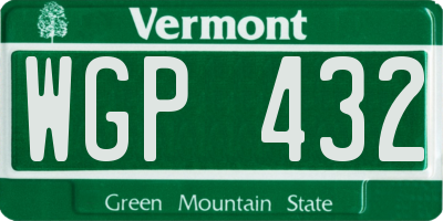 VT license plate WGP432