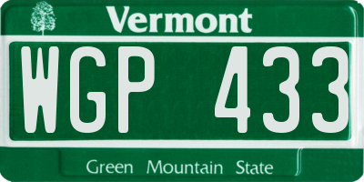 VT license plate WGP433