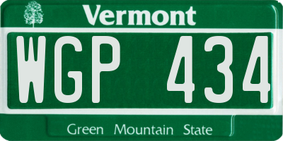VT license plate WGP434