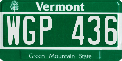 VT license plate WGP436