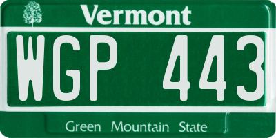 VT license plate WGP443