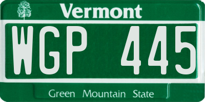 VT license plate WGP445