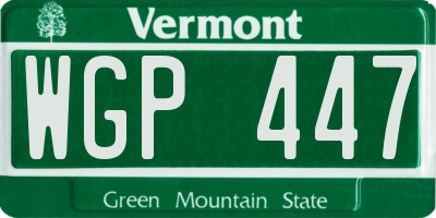 VT license plate WGP447