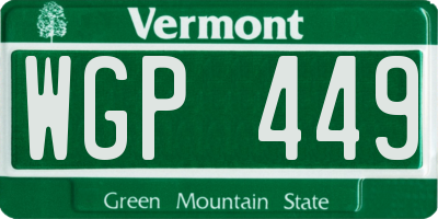 VT license plate WGP449