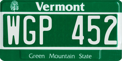 VT license plate WGP452