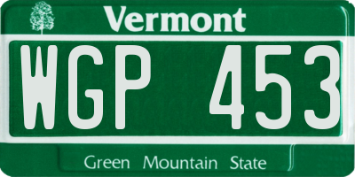 VT license plate WGP453