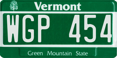 VT license plate WGP454