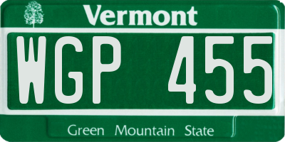 VT license plate WGP455