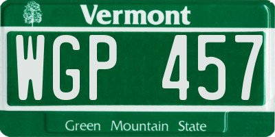 VT license plate WGP457