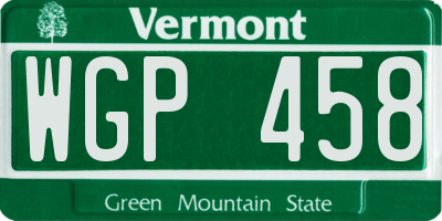 VT license plate WGP458
