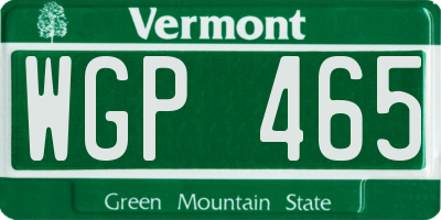 VT license plate WGP465