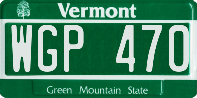 VT license plate WGP470