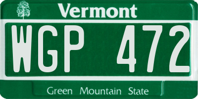 VT license plate WGP472
