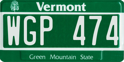 VT license plate WGP474