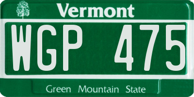 VT license plate WGP475
