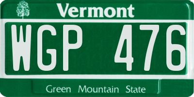 VT license plate WGP476