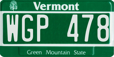 VT license plate WGP478