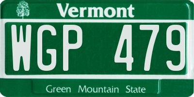 VT license plate WGP479