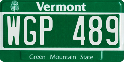 VT license plate WGP489