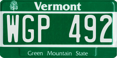 VT license plate WGP492