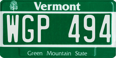 VT license plate WGP494
