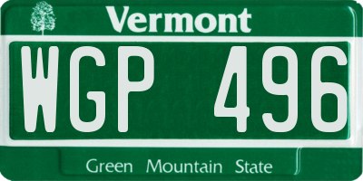 VT license plate WGP496