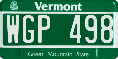 VT license plate WGP498
