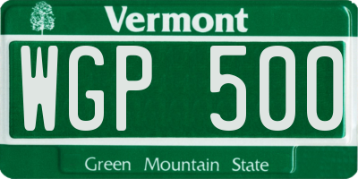 VT license plate WGP500