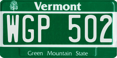 VT license plate WGP502