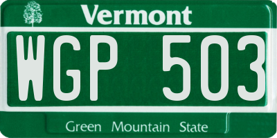 VT license plate WGP503