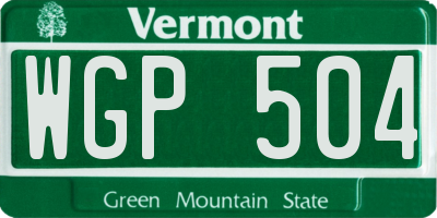 VT license plate WGP504
