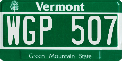 VT license plate WGP507
