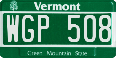 VT license plate WGP508