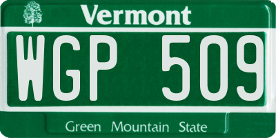 VT license plate WGP509