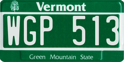 VT license plate WGP513