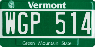 VT license plate WGP514