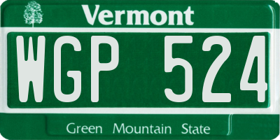 VT license plate WGP524