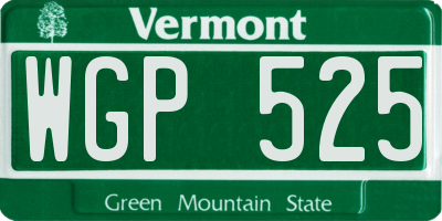 VT license plate WGP525