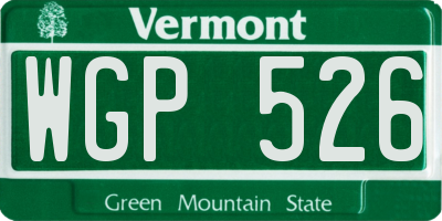 VT license plate WGP526