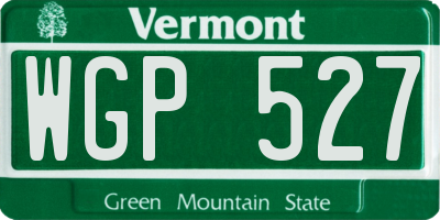 VT license plate WGP527