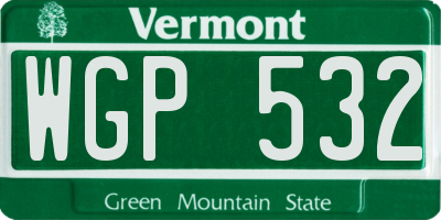 VT license plate WGP532