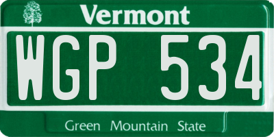 VT license plate WGP534