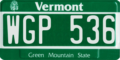 VT license plate WGP536
