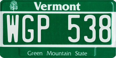 VT license plate WGP538